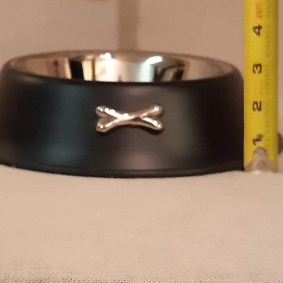 Matte Black & Silver Pet Bowl / Holder - Picture 2 of 3